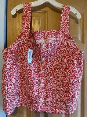 torrid Red Floral Button-Front Square Neck Tank